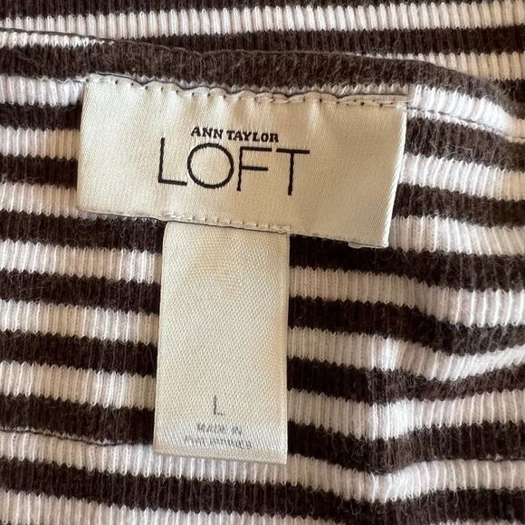 Loft, Large, Brown/White Striped Tank w/ Button Shoulder Embellishments - Picture 6 of 6
